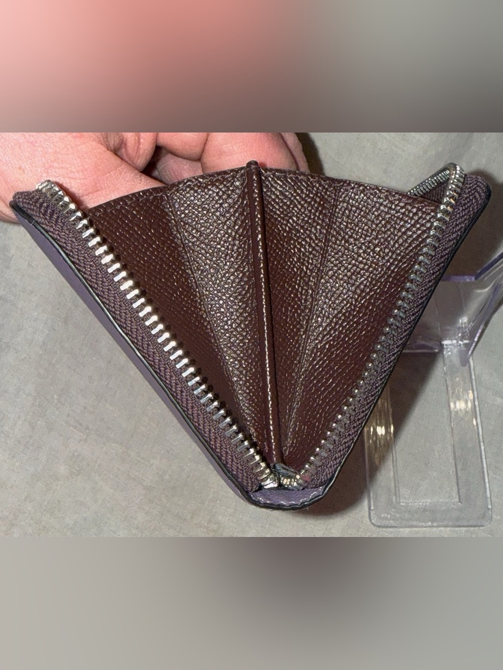 Coach Plum Zip-Around Saffiano Leather Wallet with Front Card Slot - Picture 14 of 15